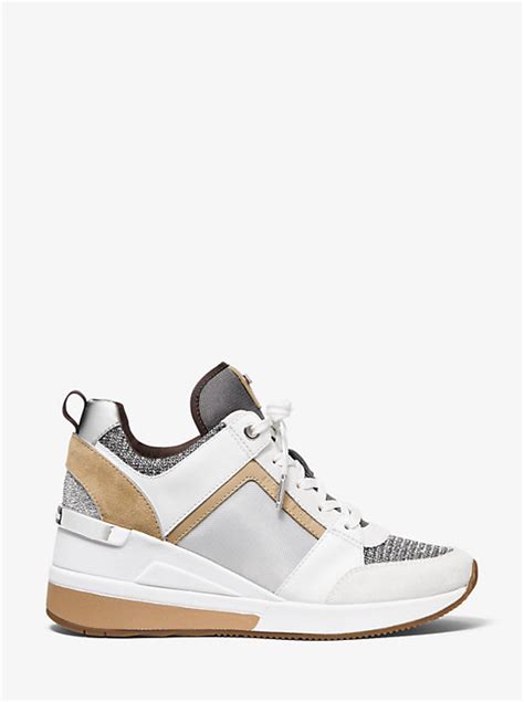 michael michael kors georgie logo mixed media trainer|Michael Kors Georgie Trainer Sneakers .